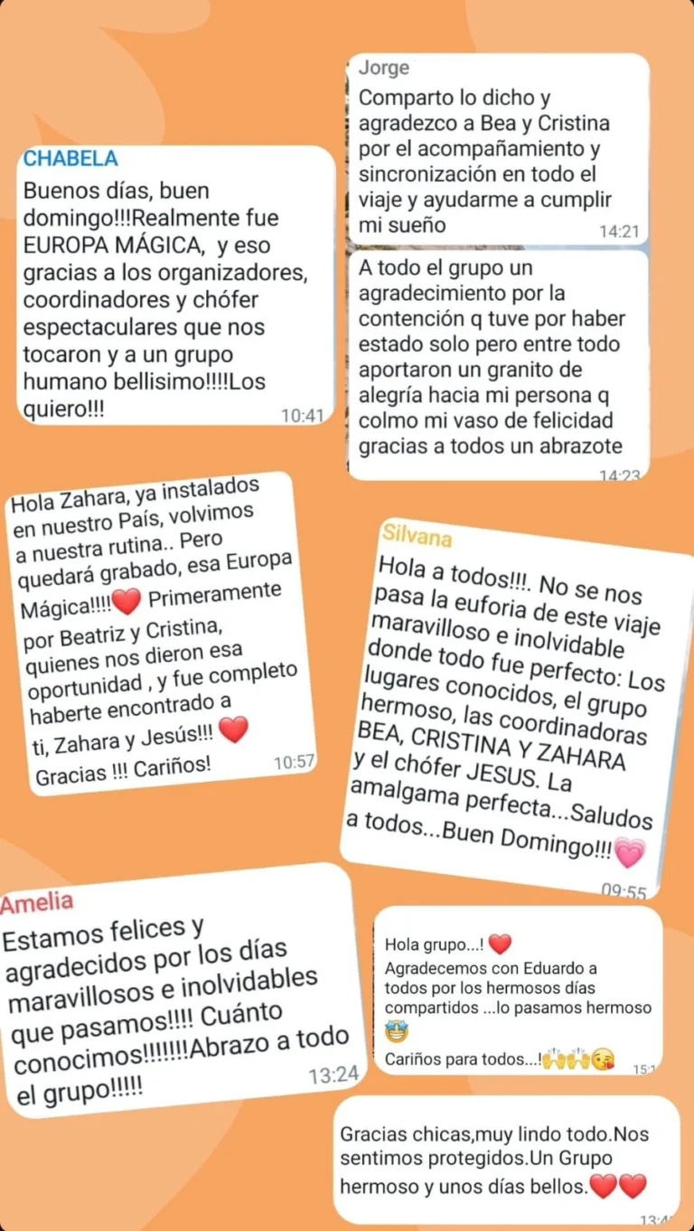 8 comentarios de nuestros pasajeros.