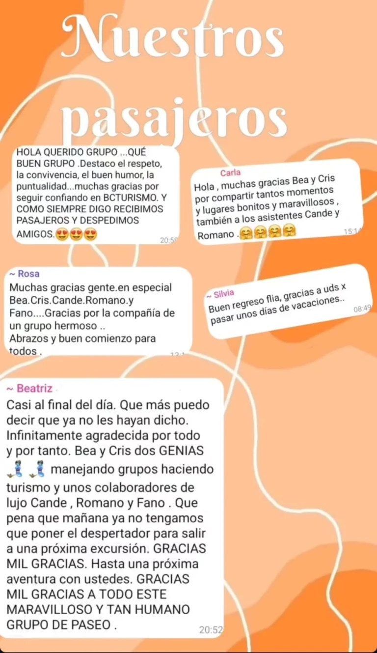 5 comentarios de nuestros pasajeros.