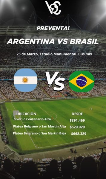 Preventa Partido Argentina y Brasil